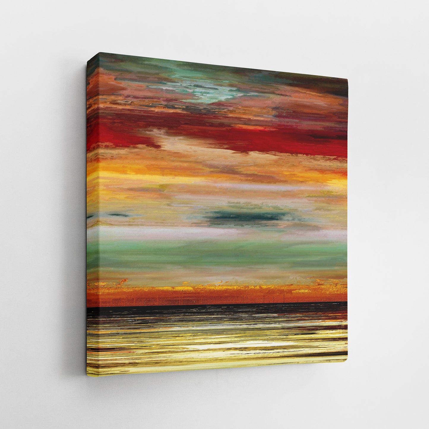 Burning Sunset V - Wrapped Canvas Painting