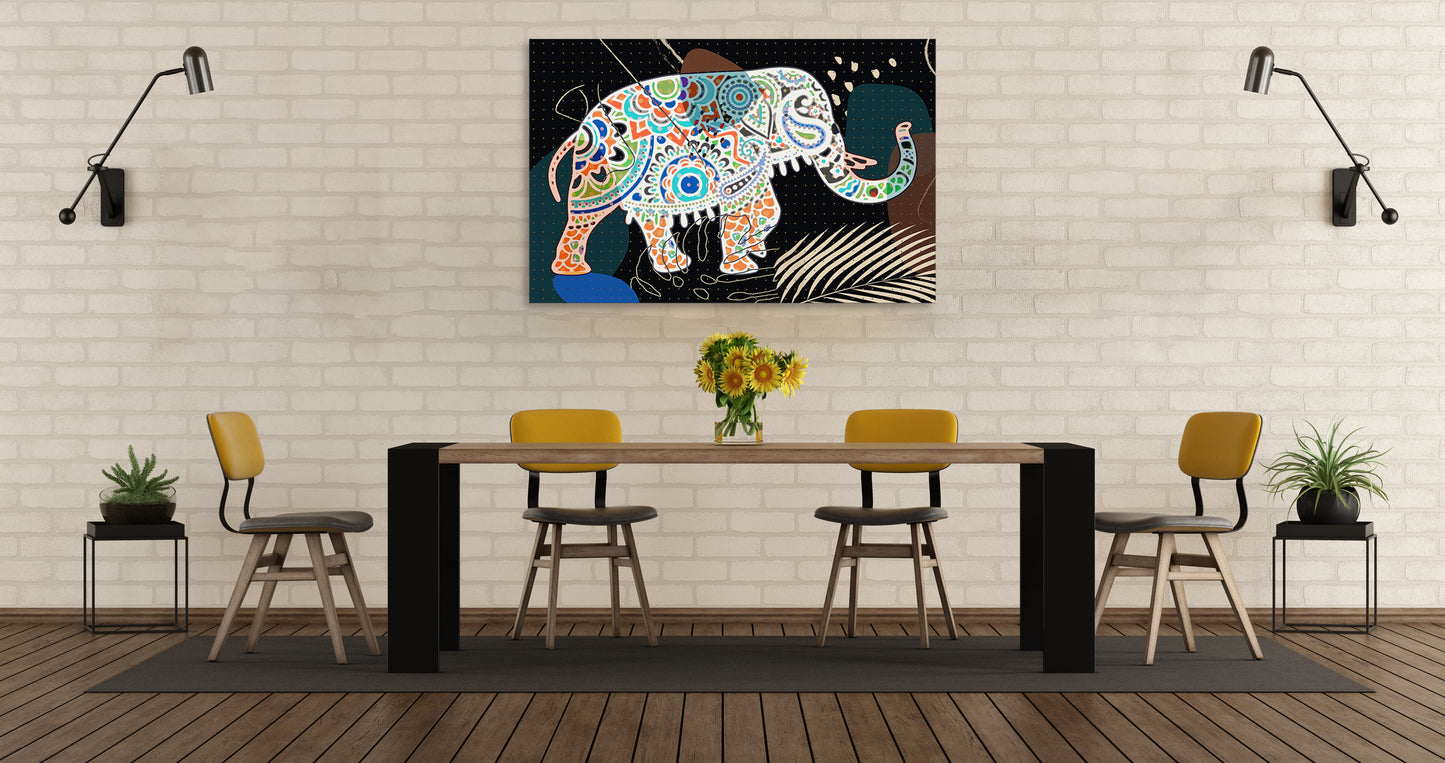 Boho Elephant Walk Painting Print