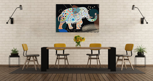Boho Elephant Walk Painting Print