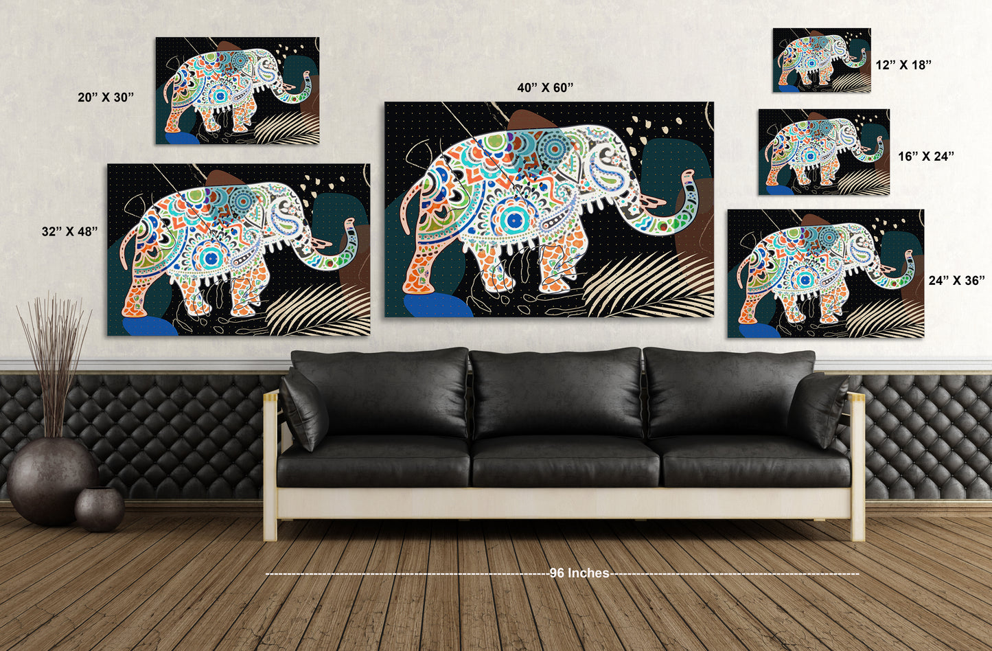 Boho Elephant Walk Painting Print