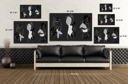 Boho Ladies In Black Painting Print