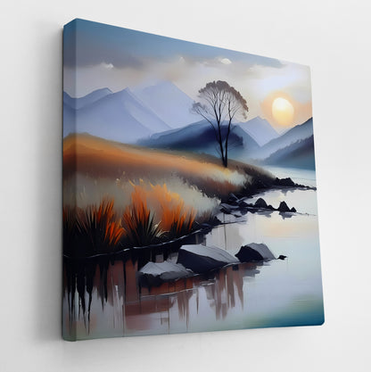 Misty River Sunset