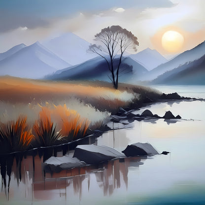 Misty River Sunset