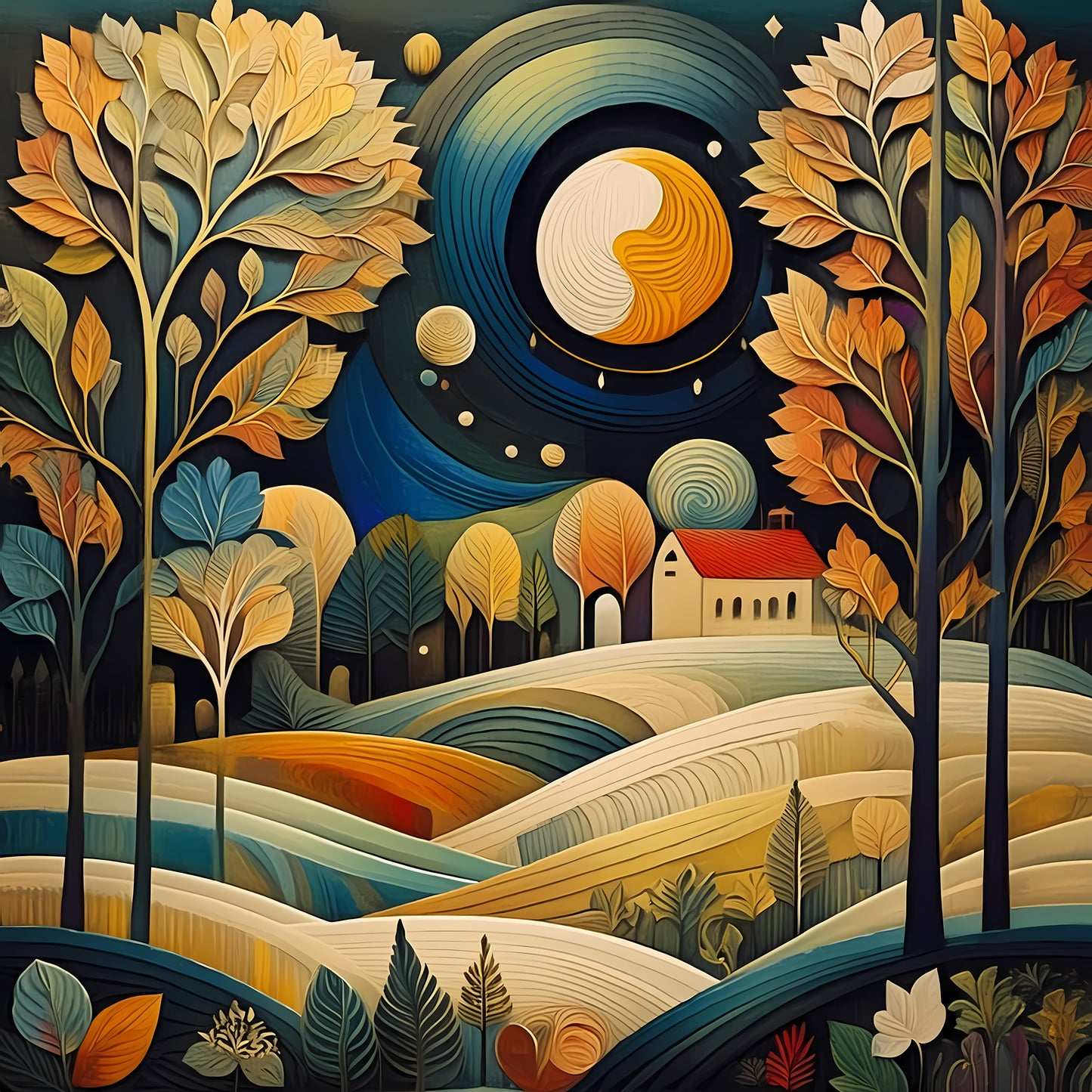 Full Moon Over Farm
