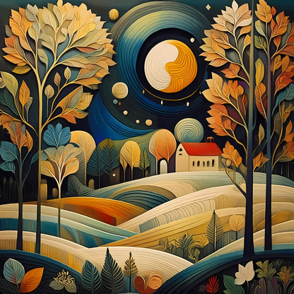 Full Moon Over Farm
