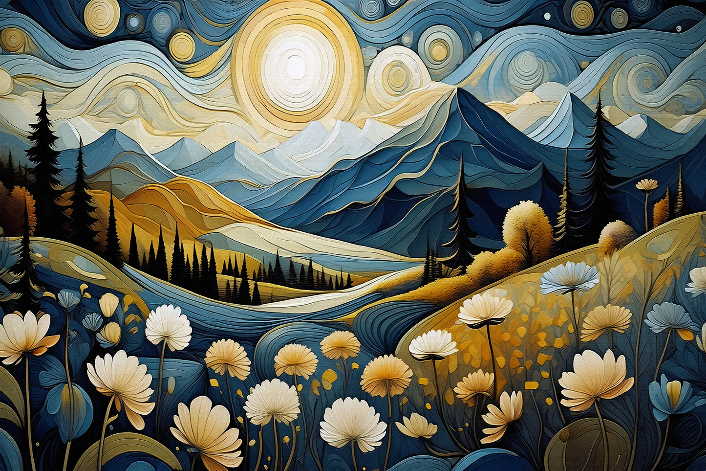 Sunlit Mountain Valley