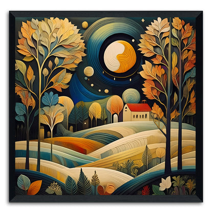 Full Moon Over Farm