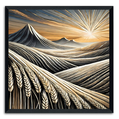 Sunrise Over Grain Filled Mountains