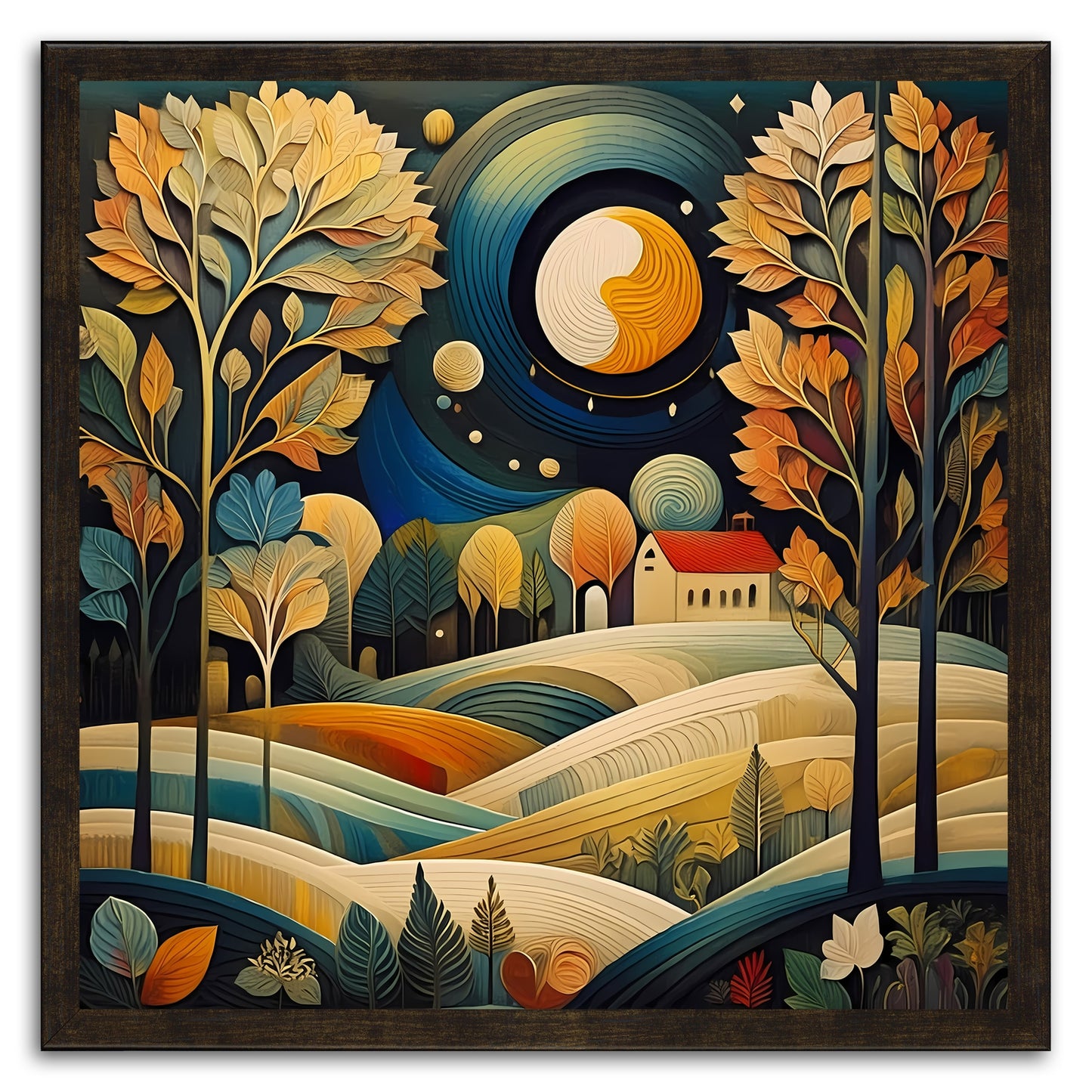 Full Moon Over Farm