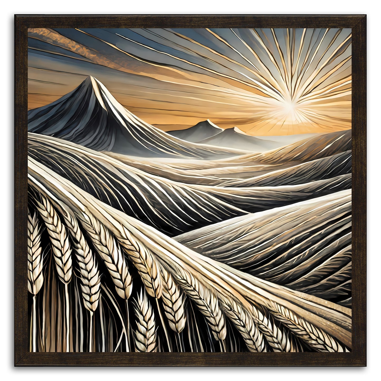 Sunrise Over Grain Filled Mountains