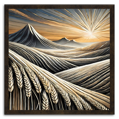 Sunrise Over Grain Filled Mountains