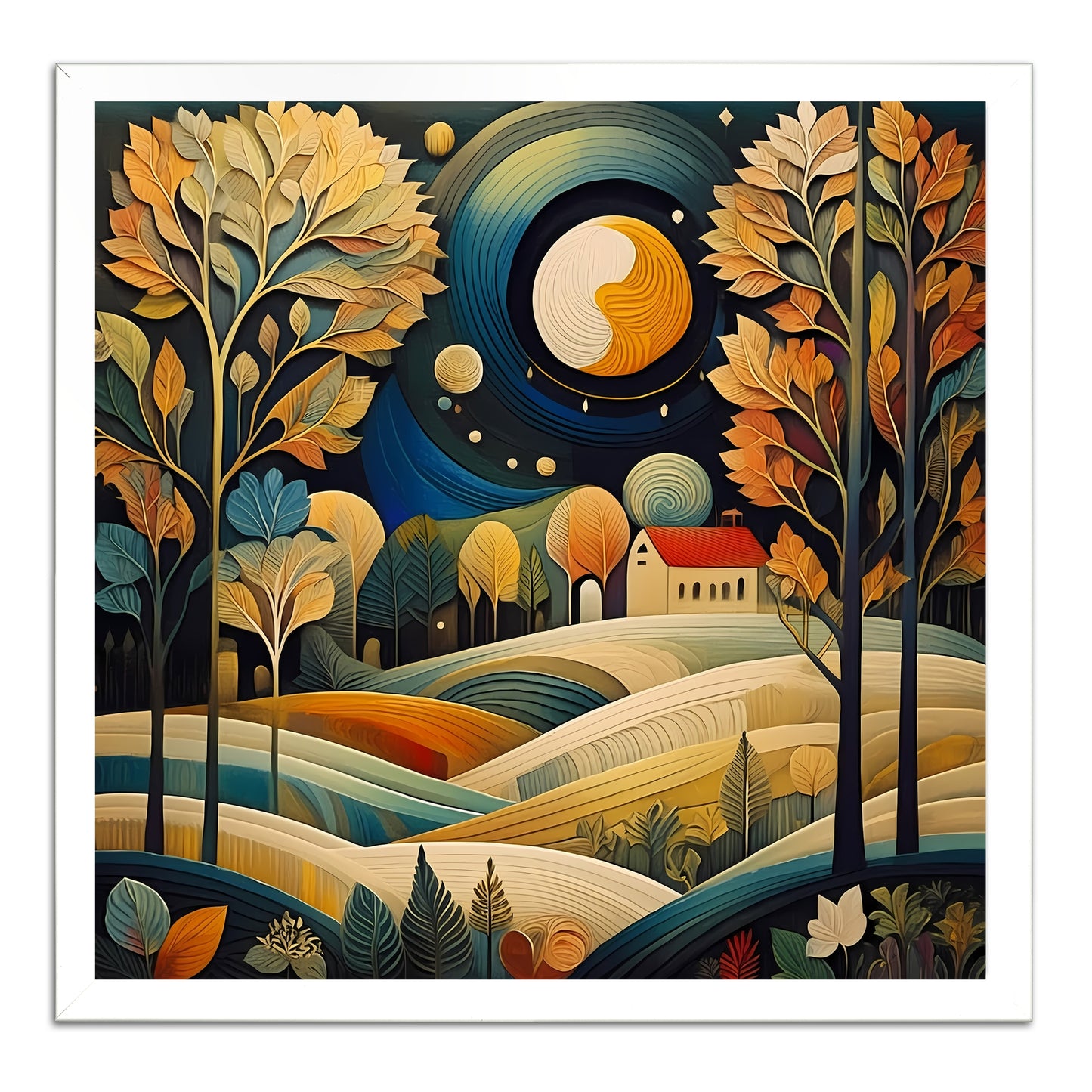 Full Moon Over Farm
