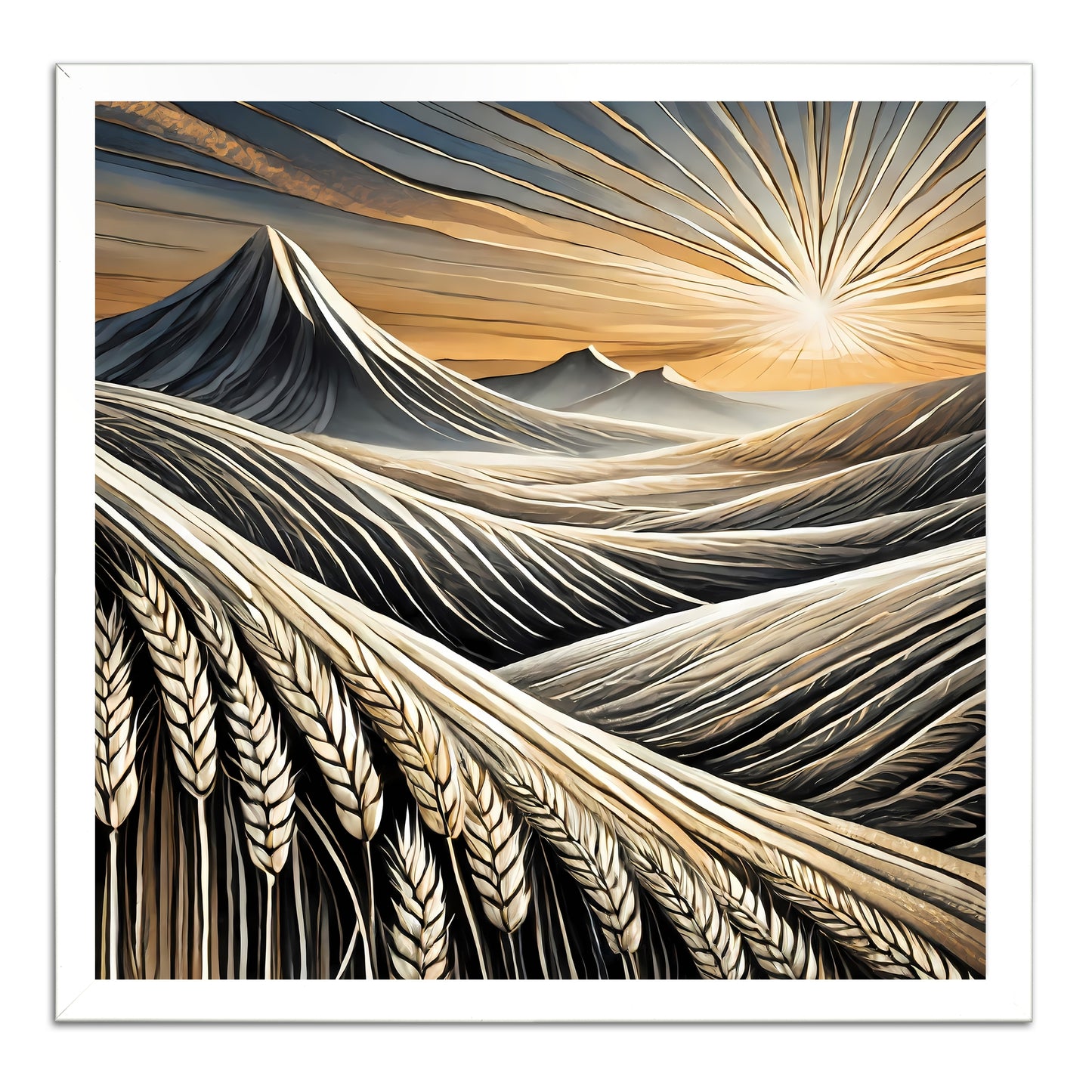 Sunrise Over Grain Filled Mountains