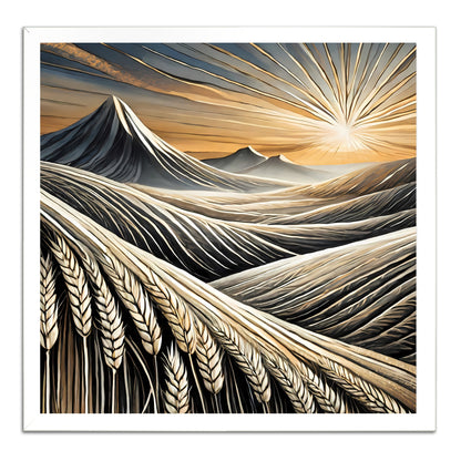 Sunrise Over Grain Filled Mountains