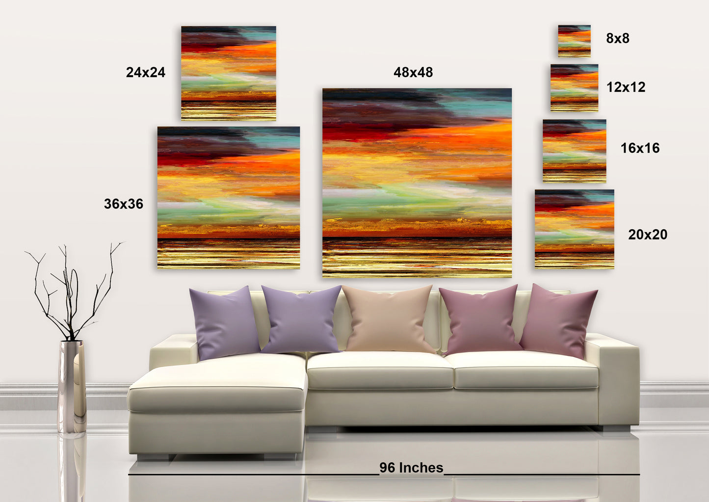 Burning Sunset VI - Wrapped Canvas Painting