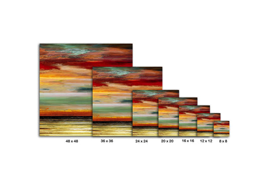 Burning Sunset V - Wrapped Canvas Painting