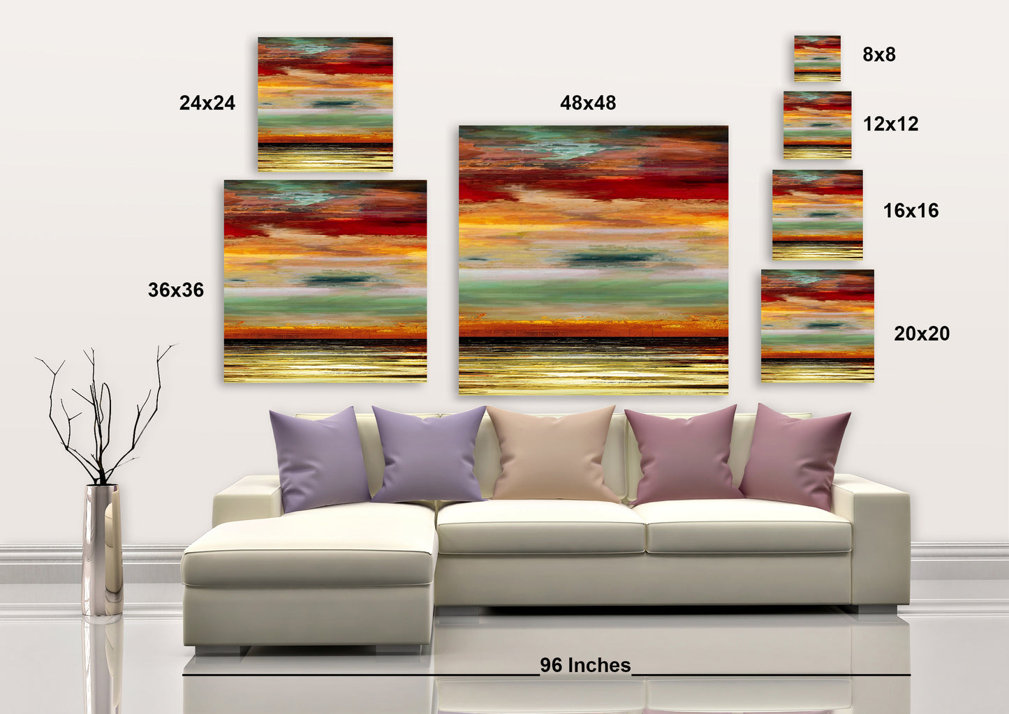 Burning Sunset V - Wrapped Canvas Painting